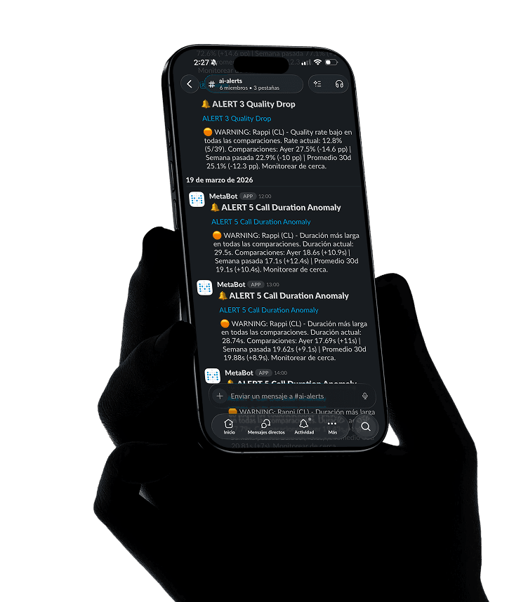 Phone showing AI payment alerts in Slack